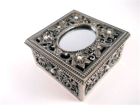 for you ltlle metal boxes with pearls on the lid|Trinket Box With Pearl Lid .